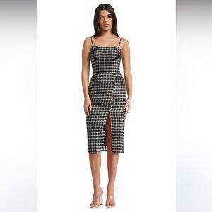 Dress The Population Shaireen  Black and White Gingham Style body con Dress M